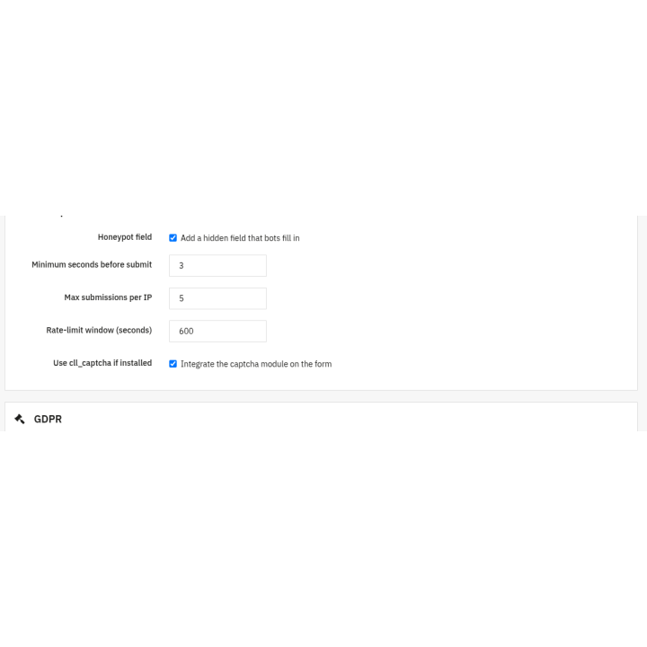 Advanced Contact Forms — Anti-spam (back office)
