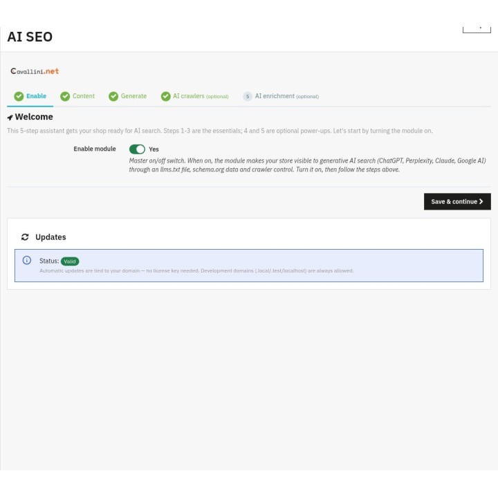 AI SEO — Enable (back office)