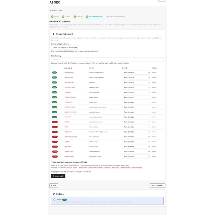 AI SEO — AI crawlers (back office)