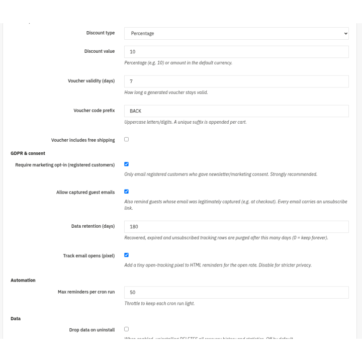Abandoned Cart Recovery — Settings (back office) [src:cll_abandonedcart__settings_2.png]