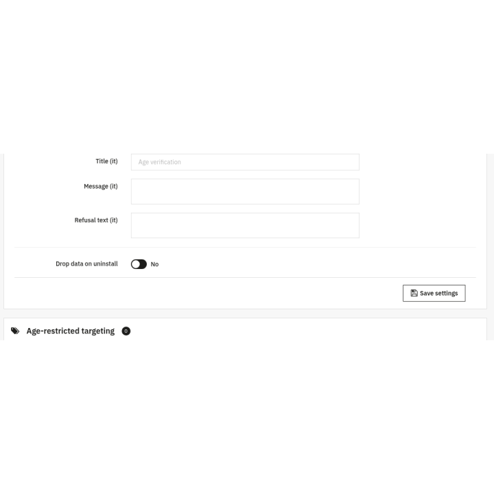 Age Verification Gate (18+ / configurable) — Age Verification - Settings (back office) [src:cll_agecheck__age_verification_setti