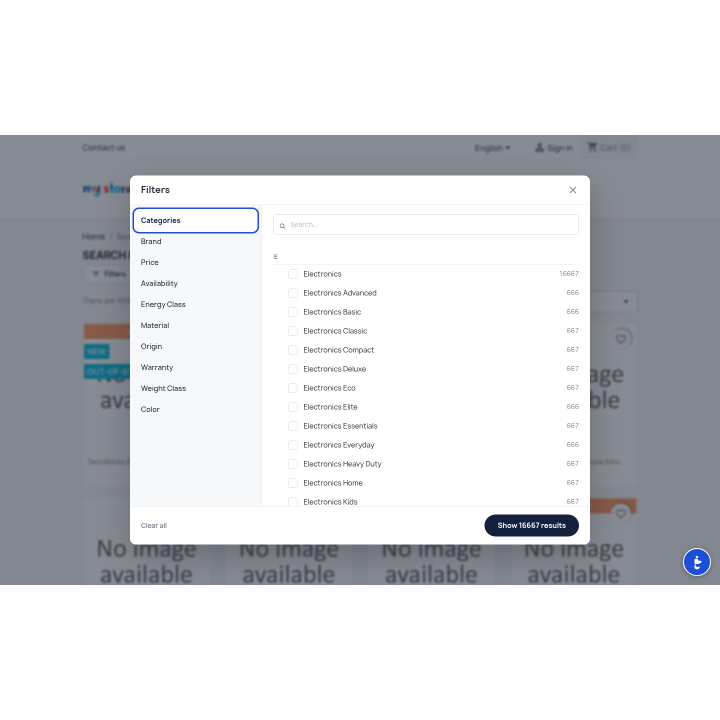 Ricerca Elasticsearch & Navigazione a Faccette