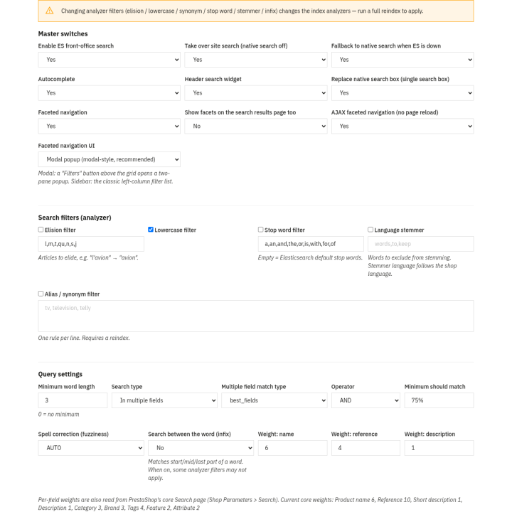 Ricerca Elasticsearch & Navigazione a Faccette