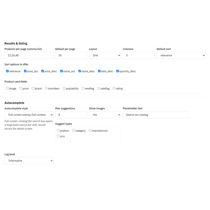 Ricerca Elasticsearch & Navigazione a Faccette