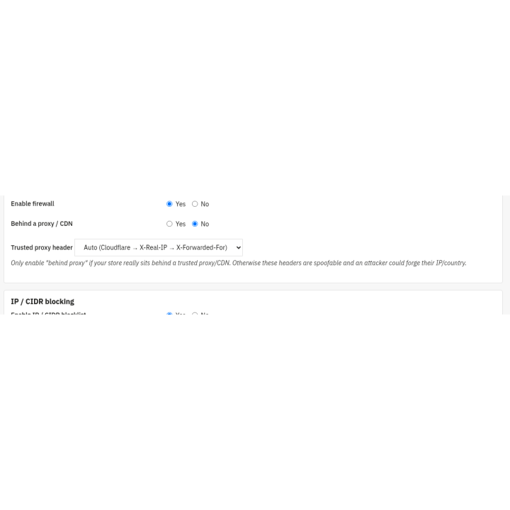 Web Application Firewall — General (back office)