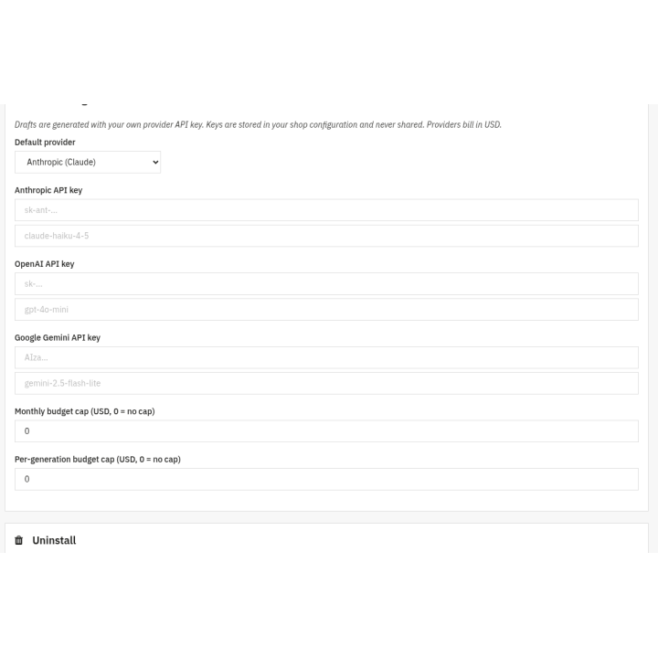 Blog & News with AI article generation — AI article generation (back office)