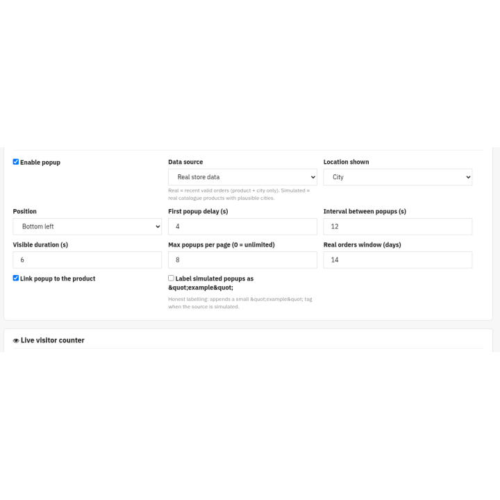 Social Proof & Urgency — Recent-sales popup (back office)