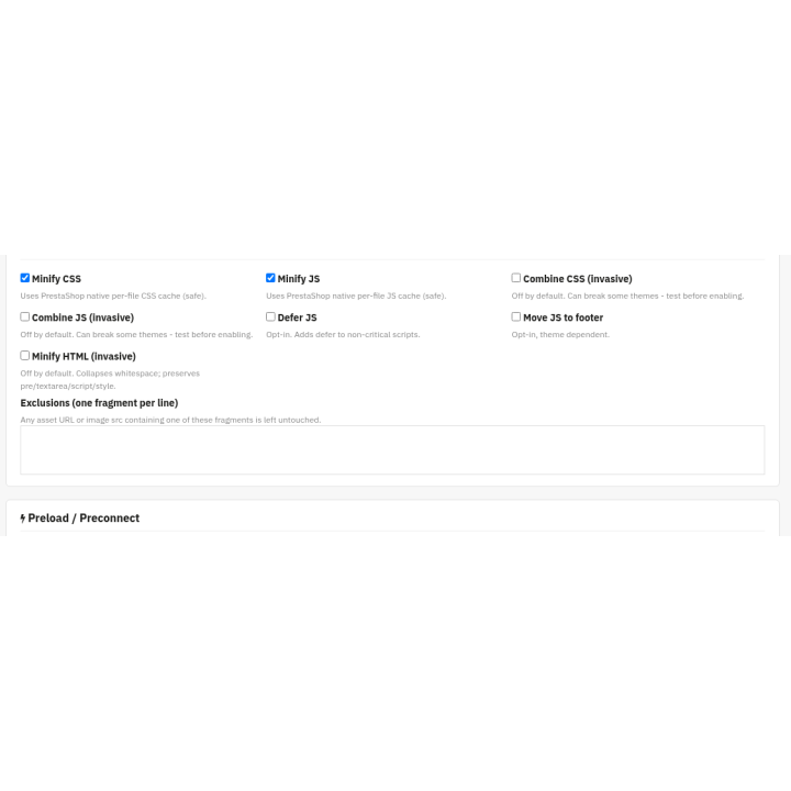 Performance - WebP, lazy load, minify & cache — CSS / JS / HTML (back office)