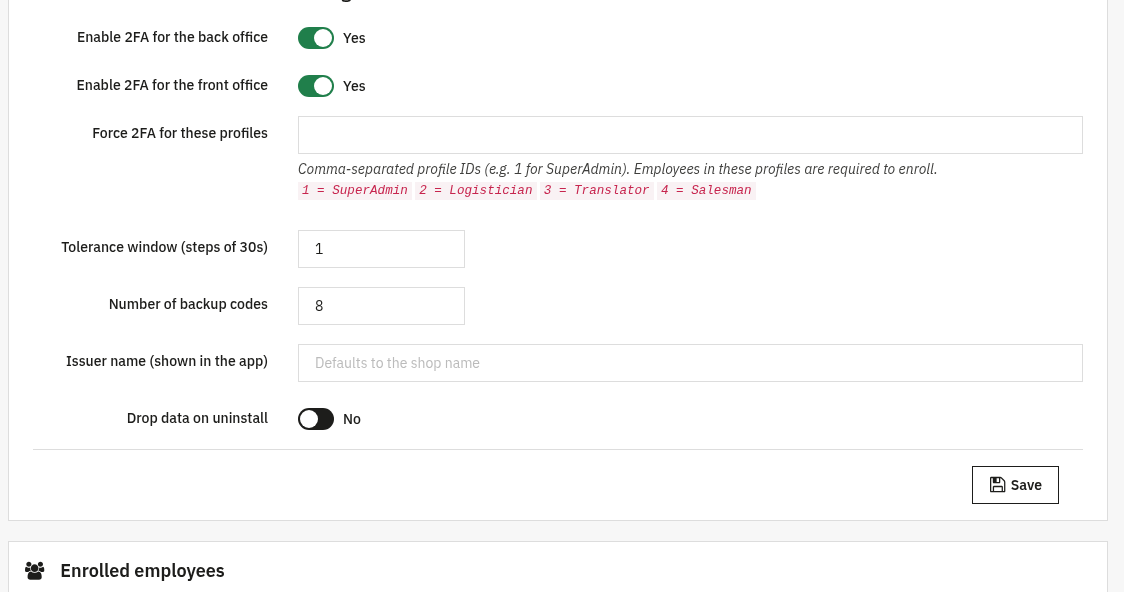 Two-Factor Authentication - Settings