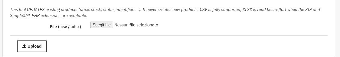 Carica un file CSV o Excel