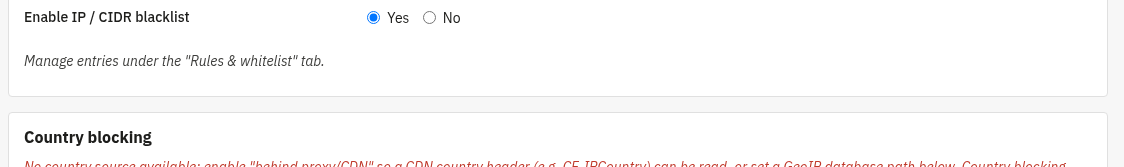 Blocco IP / CIDR
