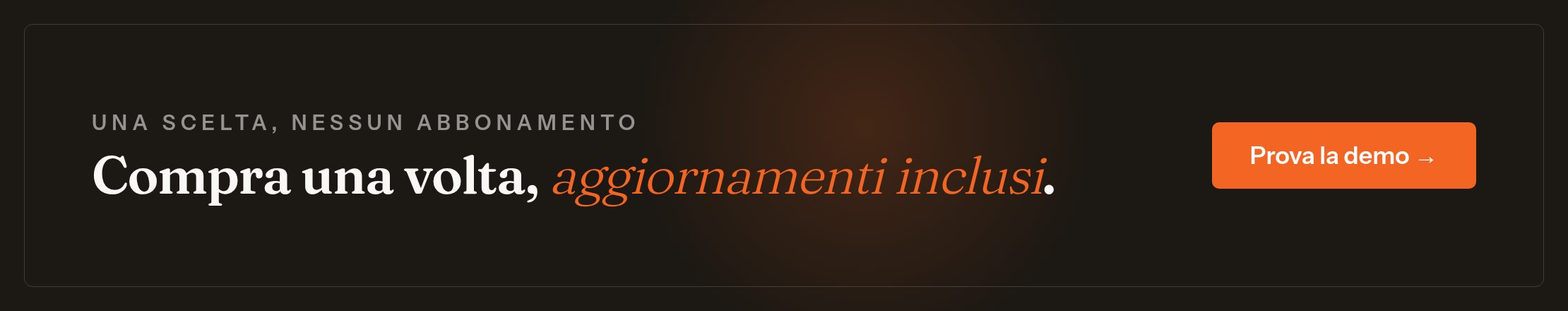 Compra una volta, aggiornamenti inclusi, supporto dello sviluppatore